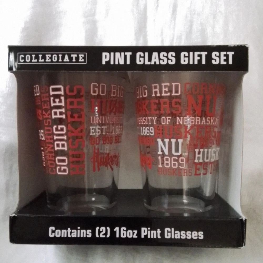 Collegiate Pint Glass Gift Set, University of Nebraska